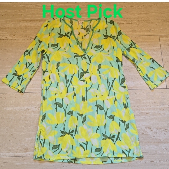 J. Crew Other - J. Crew Green/Yellow Floral Print 100% Cotton Cover-Up